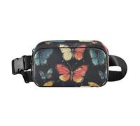 Marsupio alla moda con farfalle divertenti, stile occidentale, per donne, uomini, adolescenti, mini marsupio con cinghia regolabile per ciclismo, escursionismo, palestra, con farfalle divertenti,