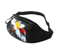 Marsupio alla moda con farfalle e coccinelle e fiori, per uomo e donna, grande marsupio con tasche con cerniera, regolabile, per fitness, esercizi, arrampicata, corsa, escursionismo, passeggiate con