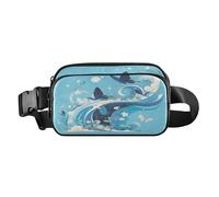 Marsupio alla moda con farfalle felici, per donne, uomini, adolescenti, piccolo, essenziale da viaggio, con cinghia regolabile, per viaggi, corsa, escursionismo, Pesce Combattente Estetico, 1 size