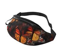 Marsupio alla moda con farfalle monarca, marsupio per donne e uomini, casual, leggero, con tasche con cerniera regolabili, per viaggi, sport, escursionismo, Modelli alla moda, Taglia unica, Borsone da