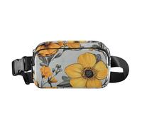 Marsupio alla moda con fiori autunnali gialli argento per donne e uomini resistente all'acqua borsa a tracolla con tracolla regolabile per viaggi vacanze corsa, Fiori d'Autunno, 1 size