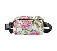 Marsupio alla moda con fiori di peonia per donne e uomini, borsa sportiva multiuso a tracolla con tracolla regolabile per lo shopping, lo sport, il lavoro