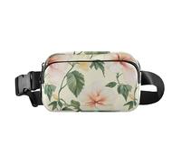 Marsupio alla moda con fiori peonie giacinti basilico blush marsupio per donne uomini mini borsa a tracolla per lo shopping sport lavoro, Corea del Sud Ibisco Siriaco Bellezza Fiori Estivi, 1 size