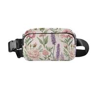 Marsupio alla moda con fiori peonie giacinti basilico blush marsupio per donne uomini mini borsa a tracolla per lo shopping sport lavoro, Fiori Peonie Giacinti Basilico Blush, 1 size