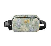 Marsupio alla moda con fiori peonie giacinti basilico blush marsupio per donne uomini mini borsa a tracolla per lo shopping sport lavoro, Fiori Primavera Giacinti Farfalle Verde Salvia, 1 size
