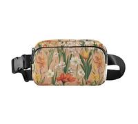 Marsupio alla moda con fiori peonie giacinti basilico blush marsupio per donne uomini mini borsa a tracolla per lo shopping sport lavoro, Fiori fiore Narcisi Amaryllis Rose Gold, 1 size