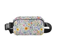 Marsupio alla moda con fiori peonie giacinti basilico blush marsupio per donne uomini mini borsa a tracolla per lo shopping sport lavoro, Fiori Primavera Dalia Lavanda Bianco, 1 size