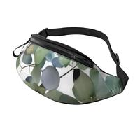 Marsupio alla moda con foglie di eucalipto verde, marsupio per donne e uomini, casual, leggero, con tasche con cerniera regolabili, marsupio per viaggi, sport, escursionismo, Modelli alla moda, Taglia