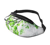 Marsupio alla moda con foglie verdi e bianche | Marsupio e marsupio | Marsupio regolabile per donne e uomini | Cerniera sicura | Leggero e compatto | Perfetto per viaggi, sport, escursionismo,