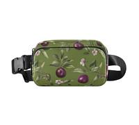 Marsupio alla moda con frutta di fico fresco per donne uomini adolescenti borsa da cintura resistente all'acqua portafoglio da viaggio per escursionismo, Fresco Java Prugna Frutta Verde, 1 size