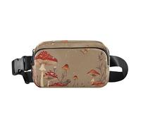 Marsupio alla moda con funghi rossi, da donna, da uomo, mini marsupio da viaggio con cinghia regolabile, per viaggi, palestra, lavoro, funghi rossi Puffball Marrone, 1 size