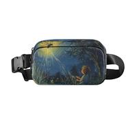 Marsupio alla moda con fuochi d'artificio per famiglie, barbecue, per donne, uomini, adolescenti, resistente all'acqua, Notte Bambino lucciola Blu Scuro Cielo, 1 size
