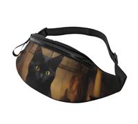 Marsupio alla moda con gatto nero | Marsupio e marsupio | Marsupio regolabile per donne e uomini | Cerniera sicura | Leggero e compatto | Perfetto per viaggi, sport, escursionismo, attività