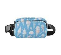 Marsupio alla moda con gelato blu elettrico, alla moda, per donne, uomini, adolescenti, piccola borsa a tracolla con tracolla regolabile, per ciclismo, escursionismo, palestra, cartone animato Ice