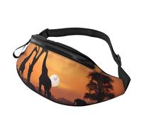 Marsupio alla moda con giraffa sotto l'albero in Africa, per uomo e donna, grande marsupio con tasche con cerniera, regolabile, per fitness, esercizi, arrampicata, corsa, escursionismo, passeggiate