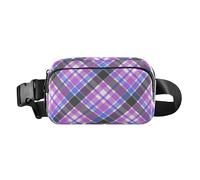 Marsupio alla moda con griglia colorata al neon per uomini e donne, borsa sportiva a tracolla impermeabile con tracolla regolabile per viaggi, palestra, lavoro, griglia colorata neon, 1 size