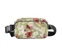 Marsupio alla moda con illustrazione ad acquerello con fiori di ciliegio per uomo donna piccola borsa a tracolla con tracolla regolabile per viaggi, shopping, corsa, Illustrazione dell'acquerello