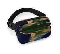 Marsupio alla moda con immagine satellitare del Sud America, marsupio con tracolla regolabile e tasche con cerniera, borse a tracolla per viaggi, casual, ciclismo, corsa, escursionismo