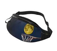 Marsupio alla moda con luna e pallacanestro, marsupio e marsupio regolabile, per donne e uomini, cerniera sicura, leggero e compatto, perfetto per viaggi, sport, escursionismo, attività all'aperto,