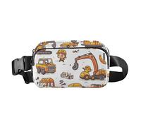 Marsupio alla moda con mappa della città bohémien, per donne e uomini, piccola borsa da petto per viaggi, corsa, escursionismo, Veicoli da costruzione carini, 1 size