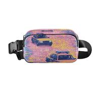 Marsupio alla moda con mappa della città bohémien, per donne e uomini, piccola borsa da petto per viaggi, corsa, escursionismo, Auto della polizia, 1 size
