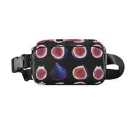 Marsupio alla moda con motivo a fragole ad acquerello con pois per donne e uomini borsa multiuso da viaggio, Fichi Fichi Freschi Nero, 1 size