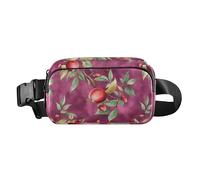 Marsupio alla moda con motivo a fragole ad acquerello con pois per donne e uomini borsa multiuso da viaggio, Bellezza Rosa Canina Frutta Borg, 1 size