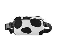 Marsupio alla moda con motivo a pois di mucca, per uomo e donna, mini marsupio da corsa, con cinghia regolabile, per viaggi, corsa, escursionismo, Macchia di mucca bianca e nera, Taglia unica