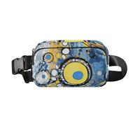 Marsupio alla moda con motivo astratto blu e giallo, per uomo e donna, grande capacità, da viaggio, con cinturino regolabile, per viaggi, corsa, escursionismo, Modello astratto blu e giallo, Taglia