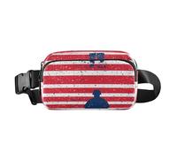Marsupio alla moda con motivo floreale, stelle e strisce, per uomo e donna, piccolo marsupio da viaggio, per ciclismo, escursionismo, palestra, Soldato del Giorno dell'Indipendenza, 1 size