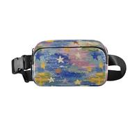 Marsupio alla moda con motivo floreale, stelle e strisce, per uomo e donna, piccolo marsupio da viaggio, per ciclismo, escursionismo, palestra, Stella colorata, 1 size