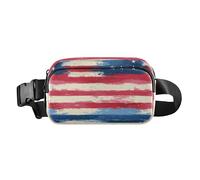 Marsupio alla moda con motivo floreale, stelle e strisce, per uomo e donna, piccolo marsupio da viaggio, per ciclismo, escursionismo, palestra, Strati stelle strisce, 1 size