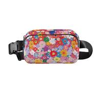 Marsupio alla moda con motivo floreale, stelle e strisce, per uomo e donna, piccolo marsupio da viaggio, per ciclismo, escursionismo, palestra, Giorno dei genitori Bellissimo campo di fiori, 1 size