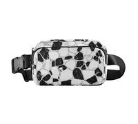 Marsupio alla moda con motivo geometrico nero e grigio, per donne, uomini, adolescenti, grande capacità, da viaggio, con cinghia regolabile, per viaggi, shopping, corsa