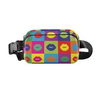 Marsupio alla moda con motivo scozzese bacio, per uomo e donna, grande capacità, con cinghia regolabile, per viaggi, shopping, corsa, Colore bacio plaid, 1 size