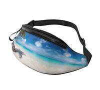 Marsupio alla moda con note musicali per uomo e donna, borsa da petto regolabile alla moda, borsa da viaggio per sport e passeggiate, Spiaggia Bianca Mare Tropicale, Taglia unica