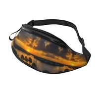 Marsupio alla moda con note musicali per uomo e donna, borsa da petto regolabile alla moda, borsa da viaggio per sport e passeggiate, Tramonto sul lago Broward County, Taglia unica