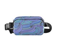 Marsupio alla moda con onde blu-viola per uomo e donna, impermeabile, antifurto, con cinghia regolabile, per viaggi, shopping, corsa, Onda blu-viola, 1 size