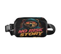 Marsupio alla moda con orsetto No Risk No Story Bear, per uomo e donna, impermeabile, essenziale da viaggio, con cinghia regolabile, per viaggi, palestra, lavoro