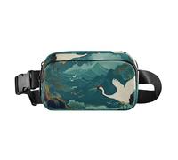 Marsupio alla moda con paesaggi e gru padiglioni per donne e uomini, grande capacità, borsa da viaggio con tracolla regolabile, per ciclismo, escursionismo, palestra, Padiglioni, Paesaggi e Gru,