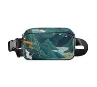 Marsupio alla moda con paesaggi e gru, per donne e uomini, piccola borsa a tracolla con tracolla regolabile, per viaggi, palestra, lavoro, Padiglioni, paesaggi e gru, 1 size