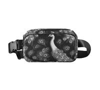 Marsupio alla moda con pavone misterioso uccello nero alla moda per donne uomini adolescenti borsa a tracolla multiuso accessorio da viaggio con tracolla regolabile per viaggi, palestra, lavoro,
