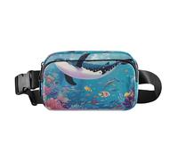 Marsupio alla moda con pesci balena e animali marini, alla moda, unisex, multiuso, con cinghia regolabile, per ciclismo, escursionismo, palestra, pesce balena Cartoon animale marino, 1 size