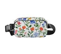 Marsupio alla moda con piccoli fiori blu bianchi, per donne, uomini, adolescenti, resistente all'acqua, borsa a tracolla per passaporto, con tracolla regolabile, per viaggi, shopping, corsa, Piccoli