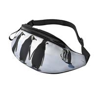 Marsupio alla moda con pinguini sull'iceberg, marsupio per donne e uomini, casual, leggero, con tasche con cerniera regolabili, per viaggi, sport, escursionismo, Modelli alla moda, Taglia unica,