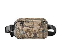 Marsupio alla moda con piume di pavone per uomo donna borsa a tracolla multiuso con tracolla regolabile, Pergamena dell'Antico Egitto, 1 size