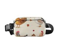 Marsupio alla moda con pollo, beige, per donne, uomini, adolescenti, mini marsupio con cinghia regolabile, per ciclismo, escursionismo, palestra, Carino Pollo Beige, 1 size
