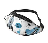 Marsupio alla moda con razzi in stile cartone animato, per donne e uomini, casual, leggero, con tasche con cerniera regolabili, per viaggi, sport, escursionismo, Modelli alla moda, Taglia unica,