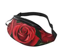 Marsupio alla moda con rosa rossa, marsupio per donne e uomini, casual, leggero, con tasche con cerniera regolabili, marsupio per viaggi, sport, escursionismo, Modelli alla moda, Taglia unica, Borsone
