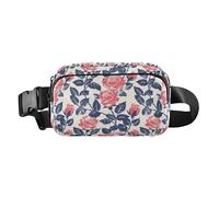 Marsupio alla moda con rose nautiche e oceano, stile safari, per uomo e donna, mini borsa a tracolla con tracolla regolabile per viaggi, vacanze, corsa, Safari con rose in stile nautico sulla